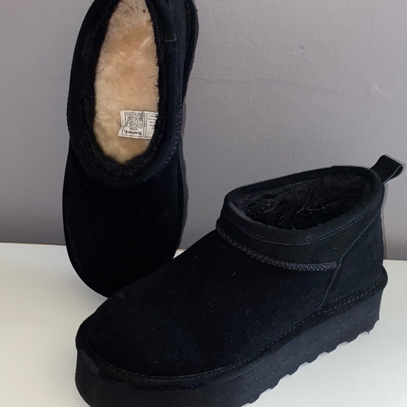 Black BEARPAW Retro Super Shorty Winter Boot Women's 8 Chunky Platform Booty - Picture 10 of 12
